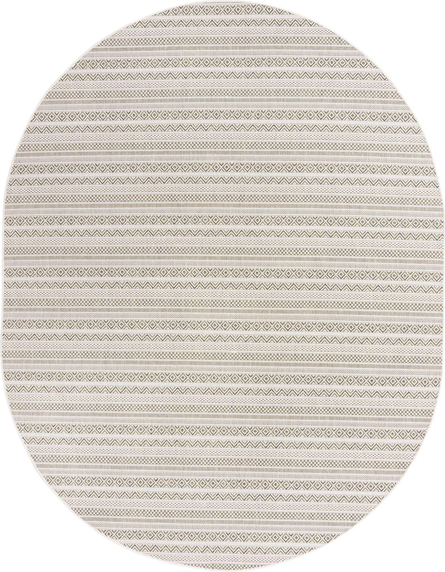 7' 10 x 10' Easy-Clean Striped Indoor / Outdoor Oval Rug