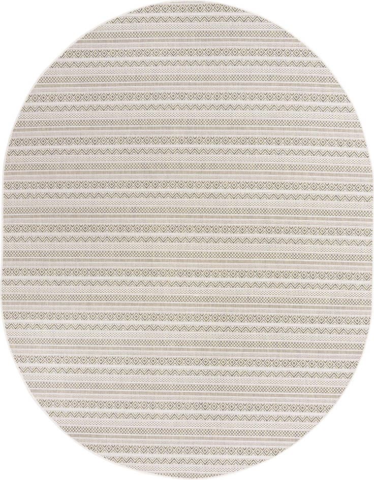 Detail image of 7' 10 x 10' Easy-Clean Striped Indoor / Outdoor Oval Rug