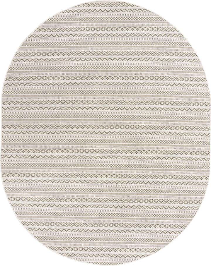 7' 10 x 10' Easy-Clean Striped Indoor / Outdoor Oval Rug