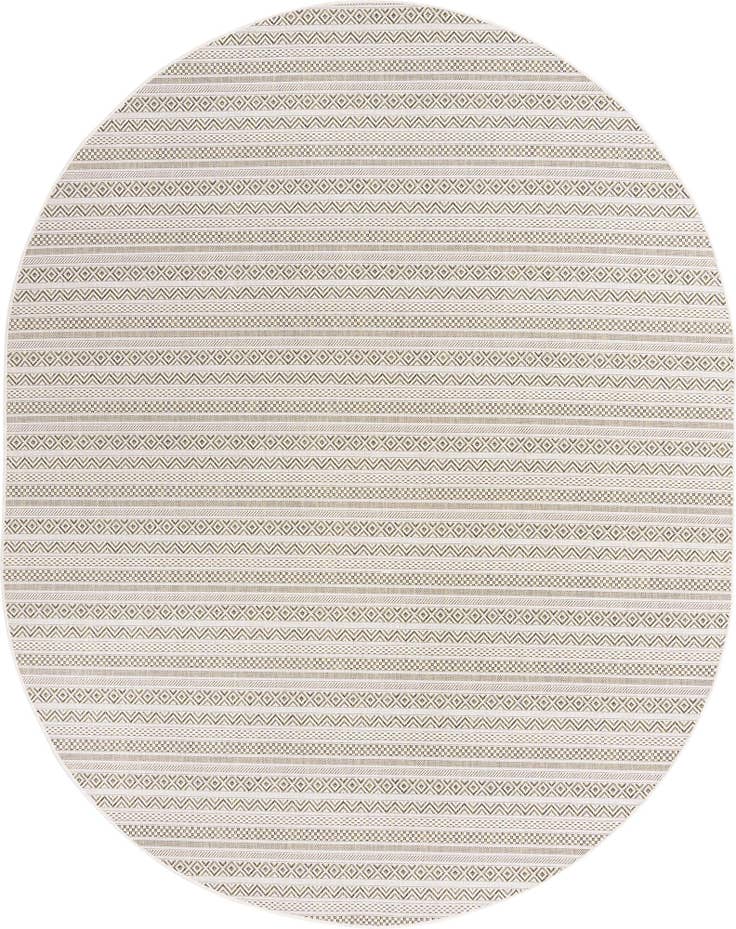 Detail image of 7' 10 x 10' Easy-Clean Striped Indoor / Outdoor Oval Rug