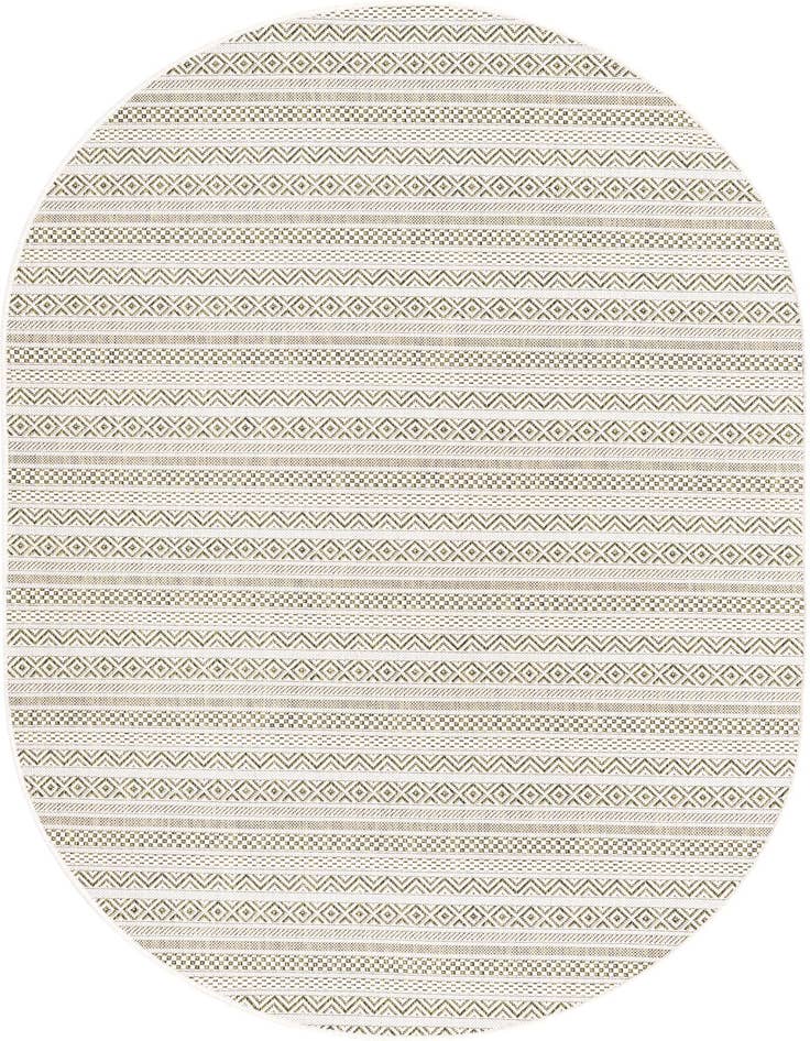 Detail image of 5' 3 x 8' Easy-Clean Striped Indoor / Outdoor Oval Rug