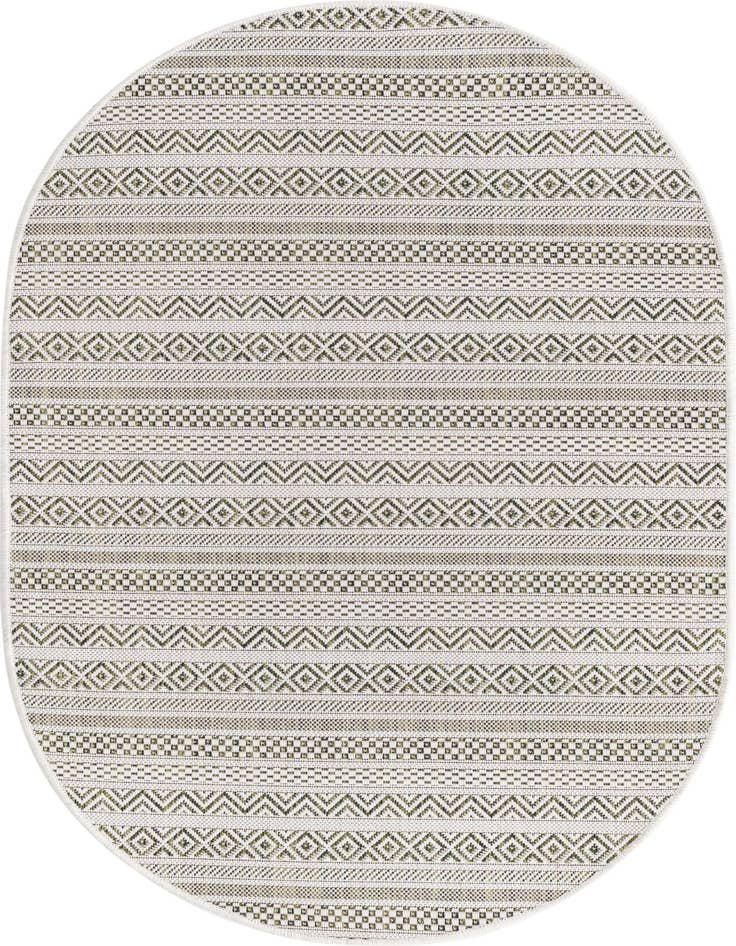Detail image of 3' x 5' 3 Easy-Clean Striped Indoor / Outdoor Oval Rug