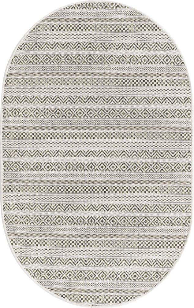 3' x 5' 3 Easy-Clean Striped Indoor / Outdoor Oval Rug