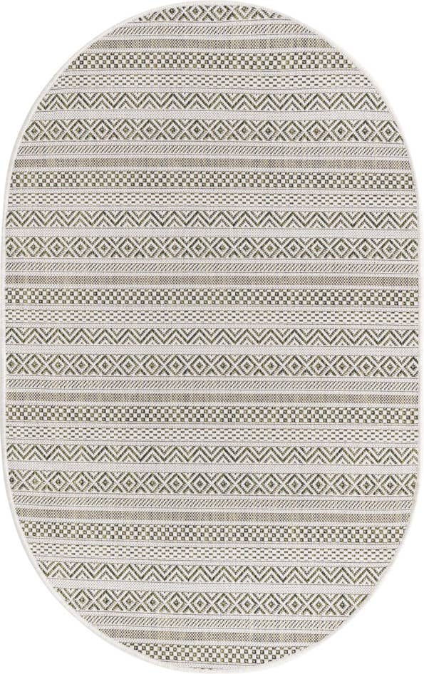Detail image of 3' x 5' 3 Easy-Clean Striped Indoor / Outdoor Oval Rug