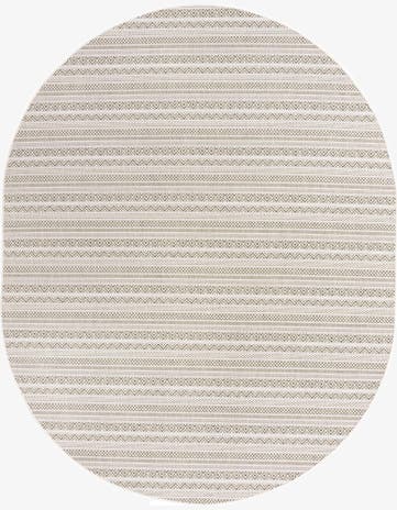 7' 10 x 10' Easy-Clean Striped Indoor / Outdoor Oval Rug