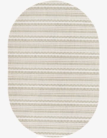 5' 3 x 8' Easy-Clean Striped Indoor / Outdoor Oval Rug