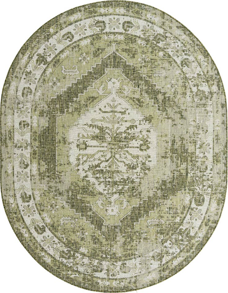 Detail image of 7' 10 x 10' Easy-Clean Traditional Indoor / Outdoor Oval Rug