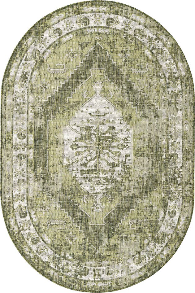 Detail image of 5' 3 x 8' Easy-Clean Traditional Indoor / Outdoor Oval Rug