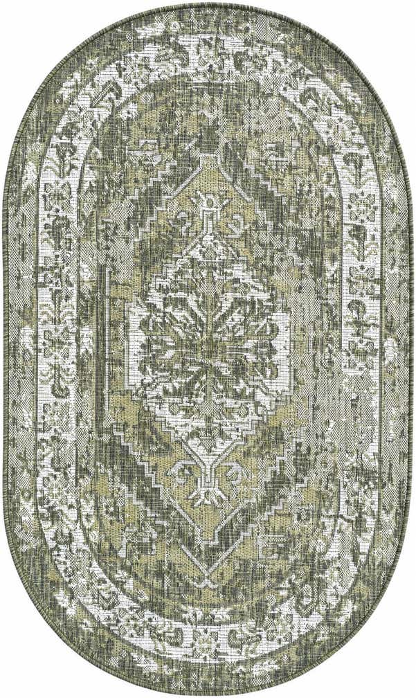 3' x 5' 3 Easy-Clean Traditional Indoor / Outdoor Oval Rug