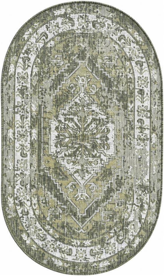 Detail image of 3' x 5' 3 Easy-Clean Traditional Indoor / Outdoor Oval Rug