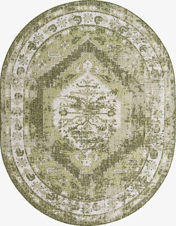 7' 10 x 10' Easy-Clean Traditional Indoor / Outdoor Oval Rug