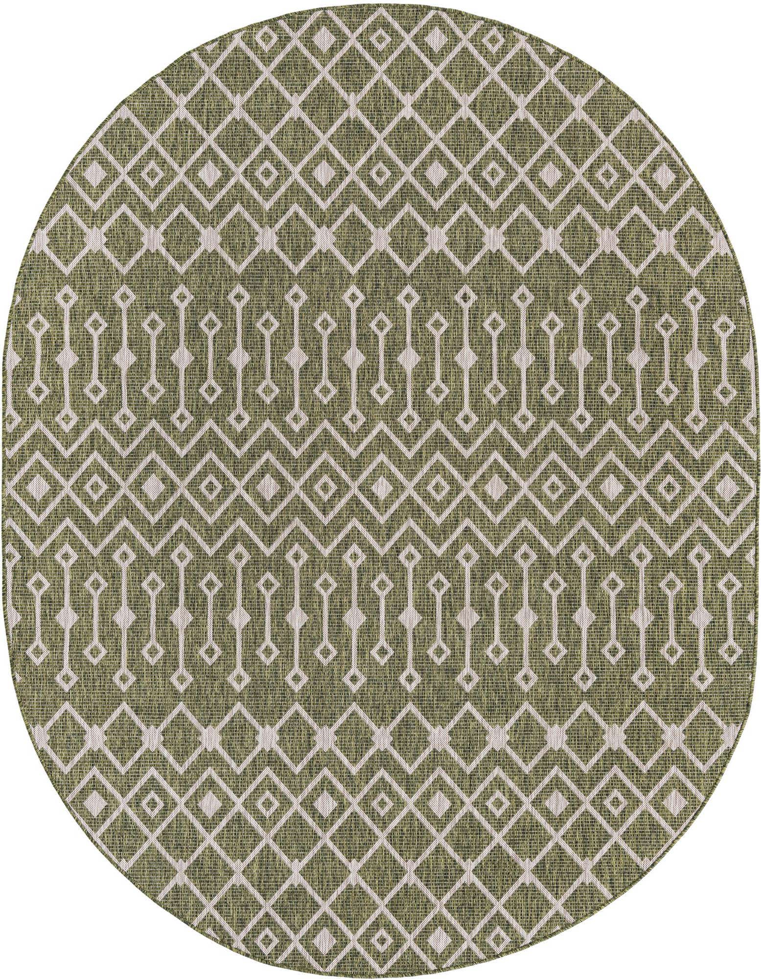 7' 10 x 10' Easy-Clean Trellis Indoor / Outdoor Oval Rug
