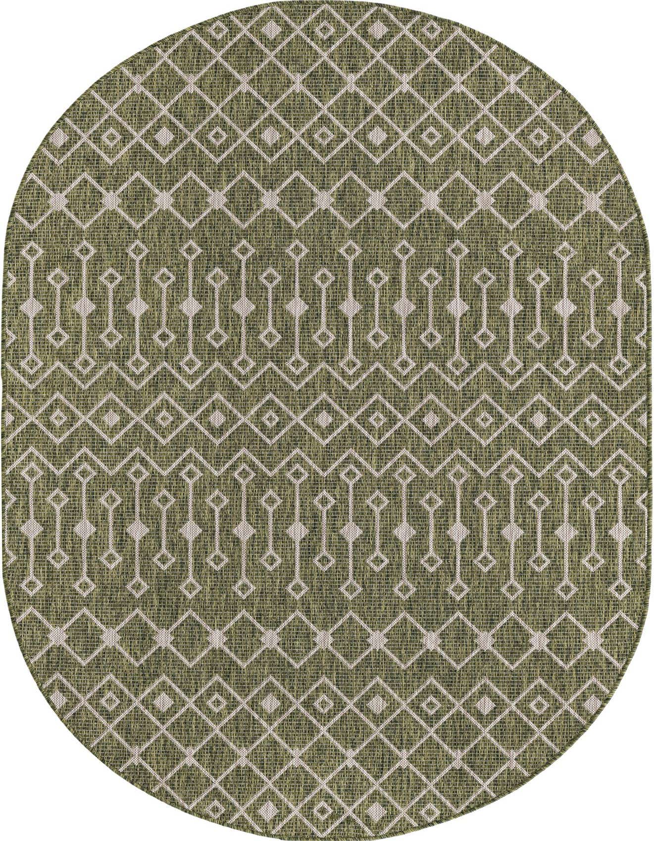5' 3 x 8' Easy-Clean Trellis Indoor / Outdoor Oval Rug