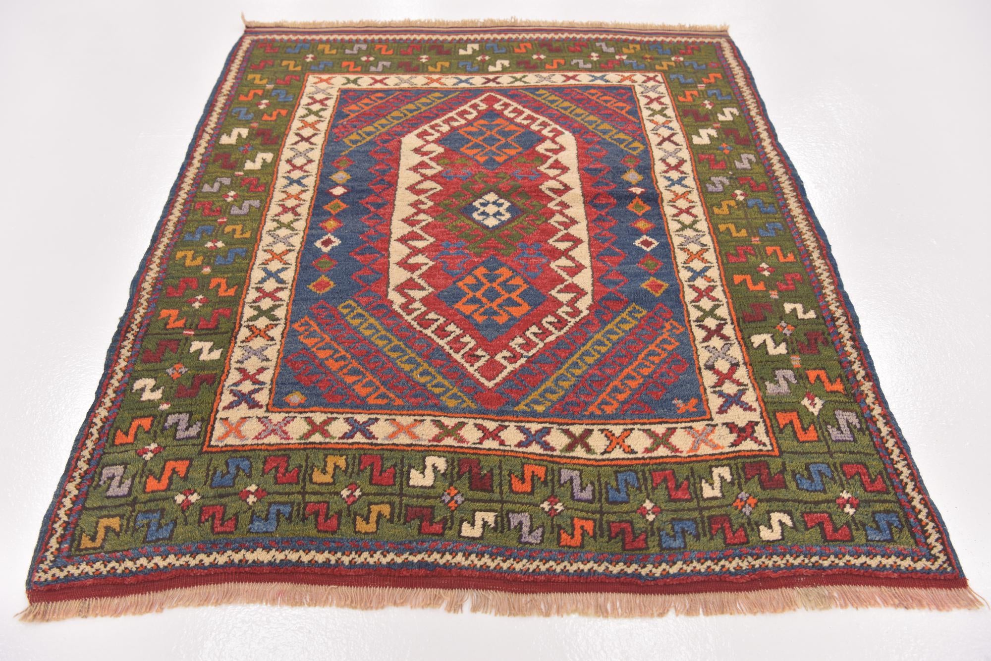 3' 9 x 4' 9 Hand Knotted Anatolian Oriental Wool Rug