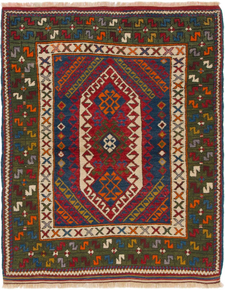Detail image of 3' 9 x 4' 9 Hand Knotted Anatolian Oriental Wool Rug