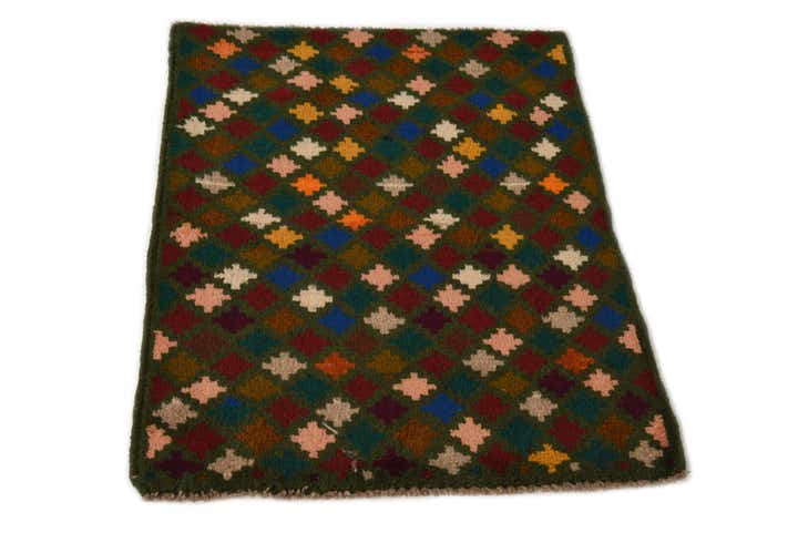 2' x 2' 10 Hand Knotted Balouch Wool Rug