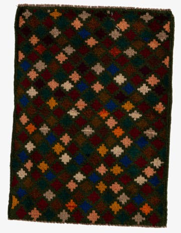 2' x 2' 10 Hand Knotted Balouch Wool Rug