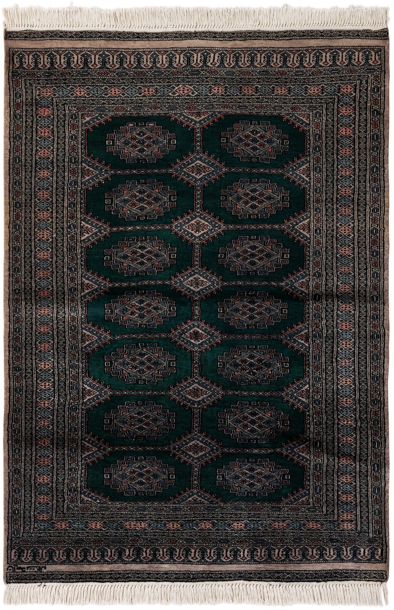 4' 1 x 5' 9 Hand Knotted Bokhara Oriental Wool Rug