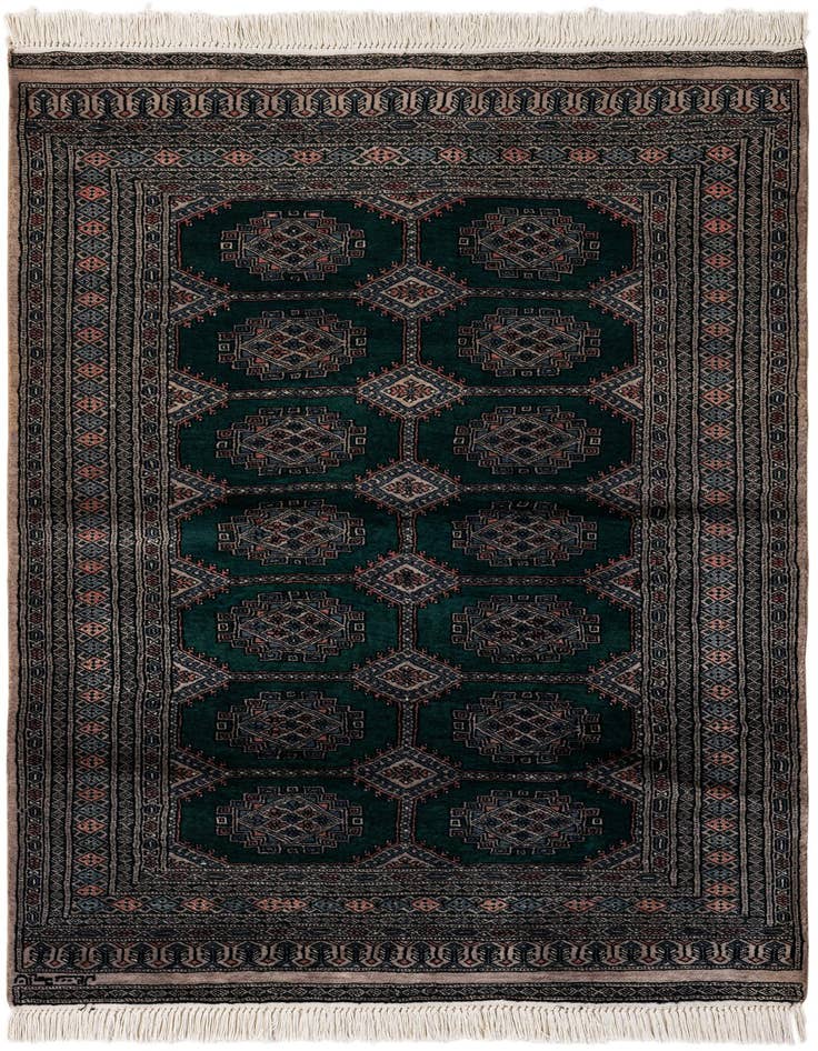Detail image of 4' 1 x 5' 9 Hand Knotted Bokhara Oriental Wool Rug