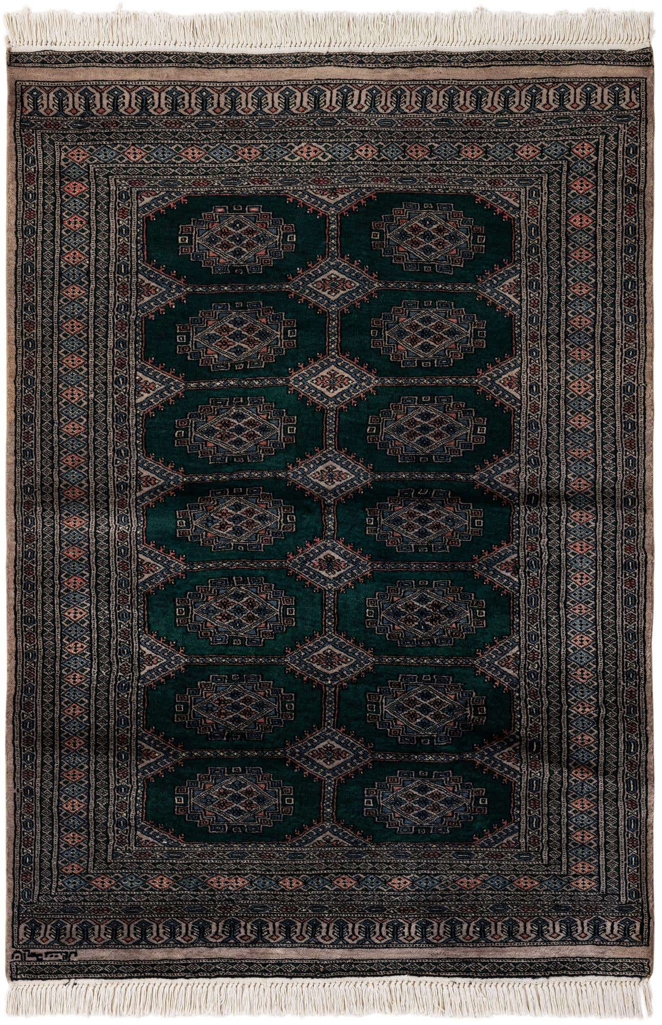 4' 1 x 5' 9 Hand Knotted Bokhara Oriental Wool Rug