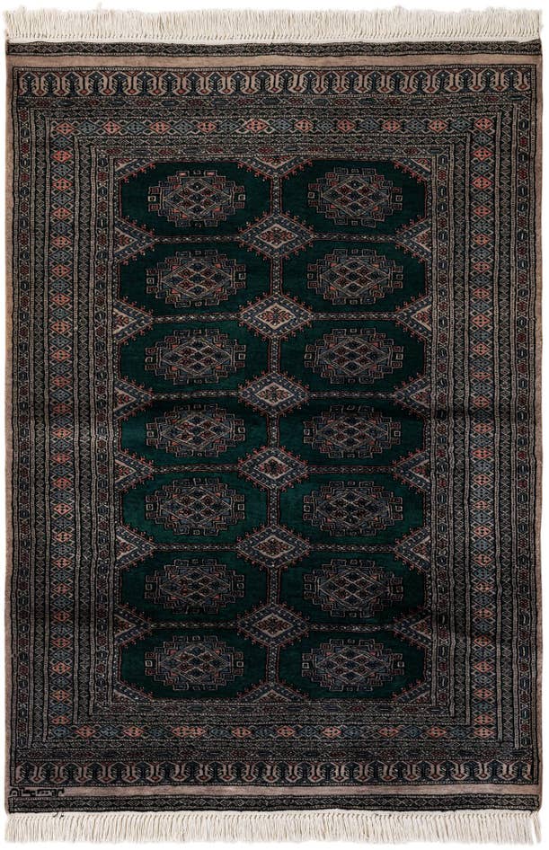 Detail image of 4' 1 x 5' 9 Hand Knotted Bokhara Oriental Wool Rug