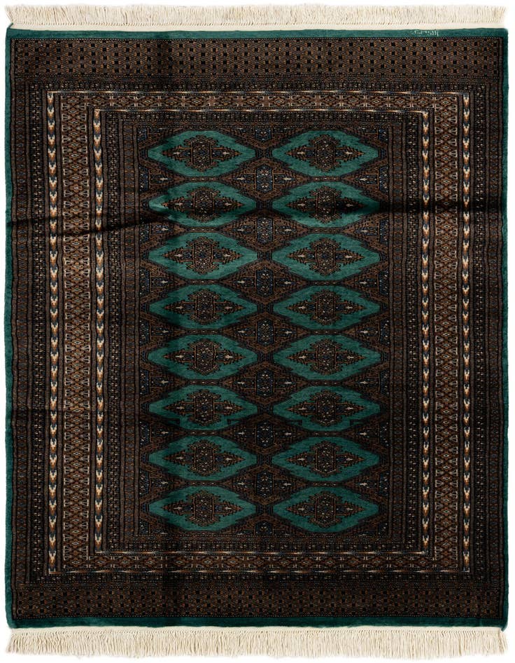 Detail image of 4' x 5' 10 Hand Knotted Bokhara Oriental Wool Rug