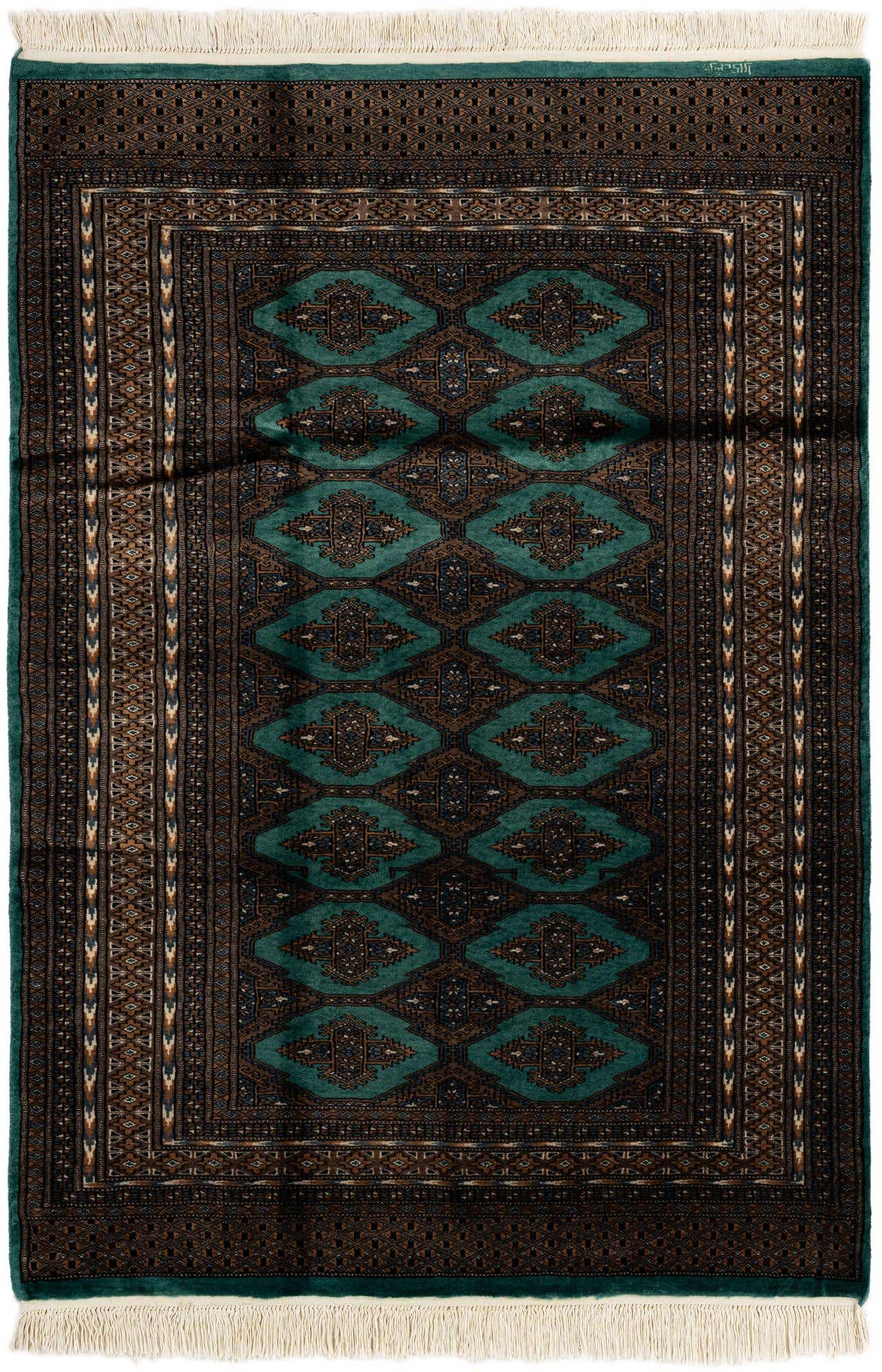 4' x 5' 10 Hand Knotted Bokhara Oriental Wool Rug