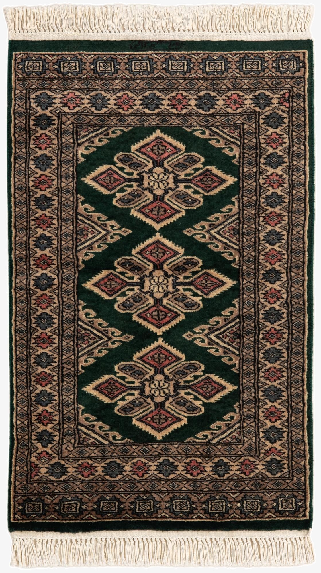 1' 11 x 3' 2  Hand Knotted Bokhara Oriental Wool Rug