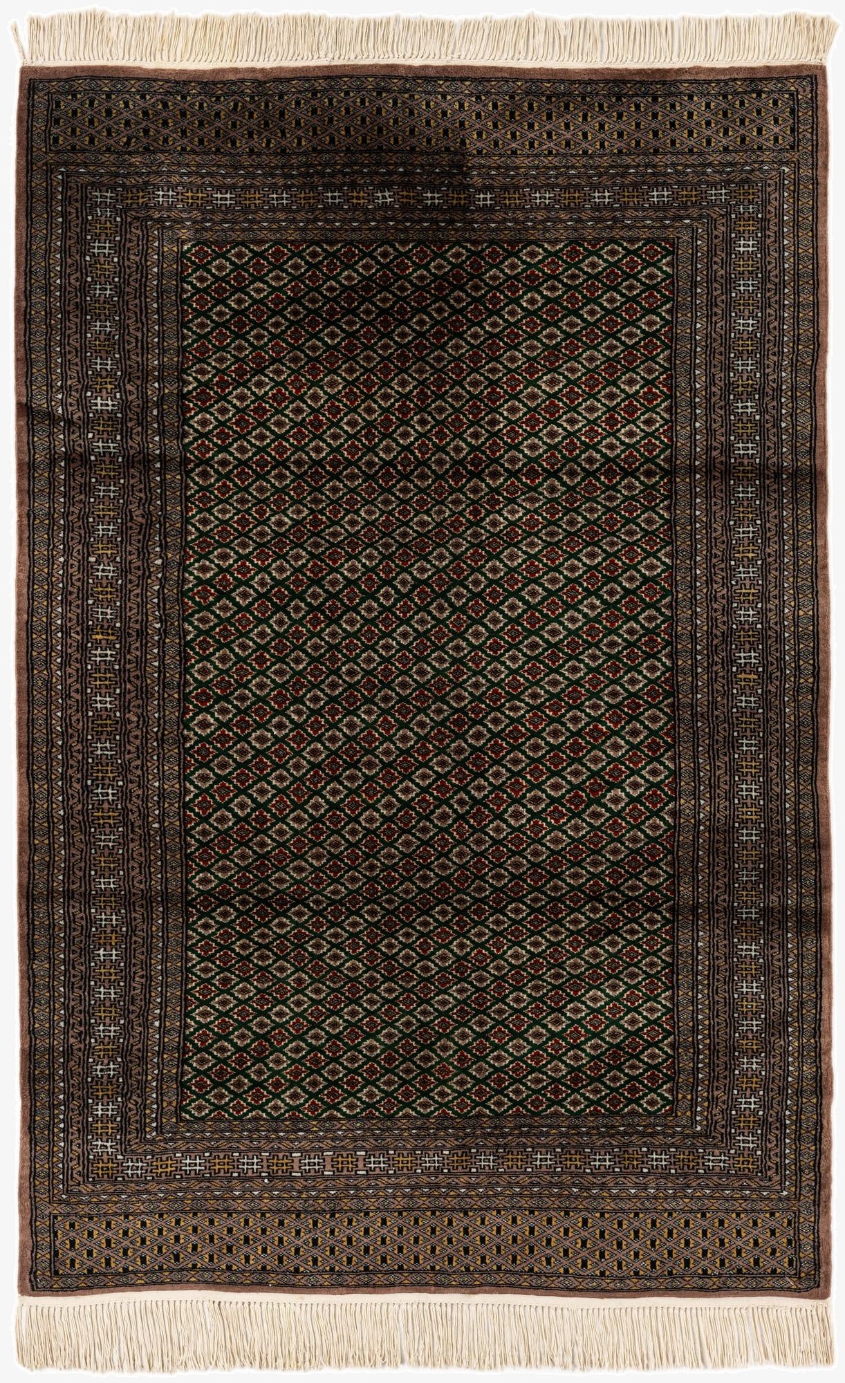 4' 1 x 6' 2  Hand Knotted Bokhara Wool Rug