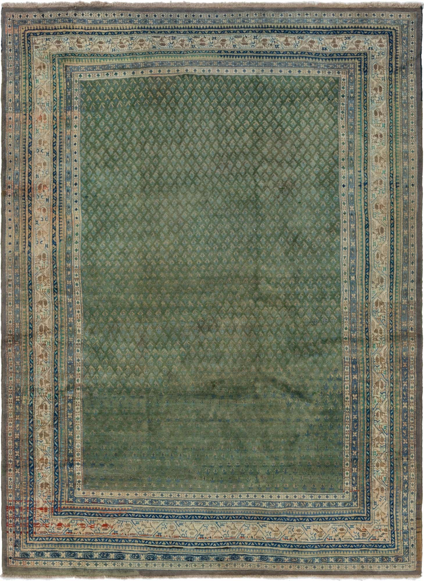 7' x 10' Hand Knotted Botemir Persian Wool Rug