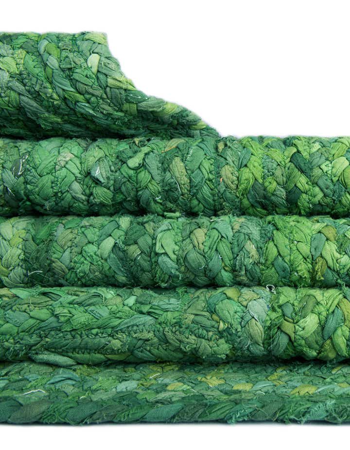 6' 1 x 9' Handmade Braided Chindi Rug