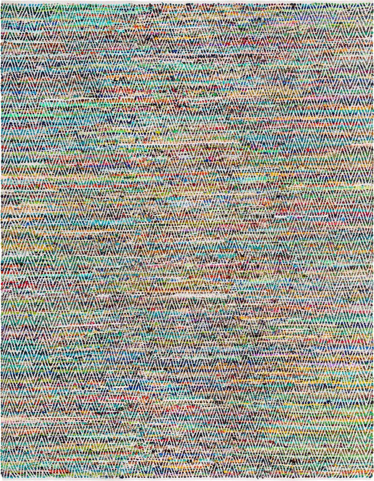 Detail image of 10' x 14' 1 Hand Woven Chindi Chevron Rug