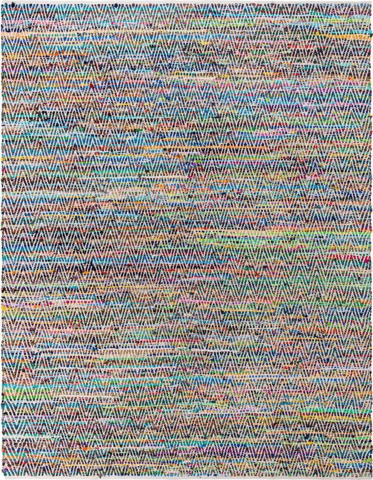 Detail image of 9' x 12' Hand Woven Chindi Chevron Rug