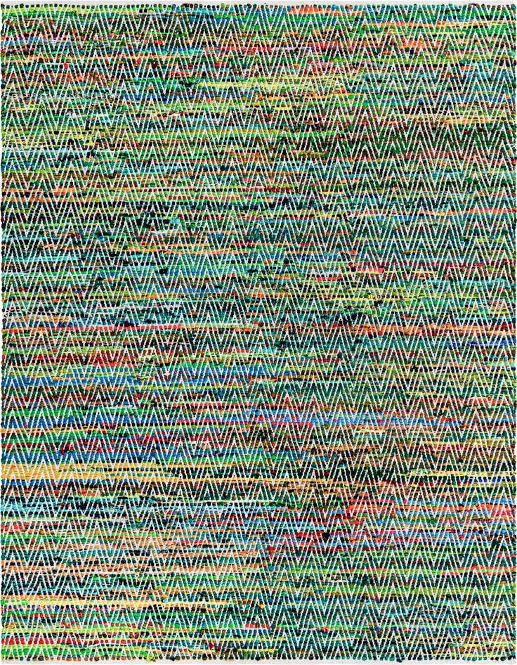 Detail image of 8' x 11' Hand Woven Chindi Chevron Rug