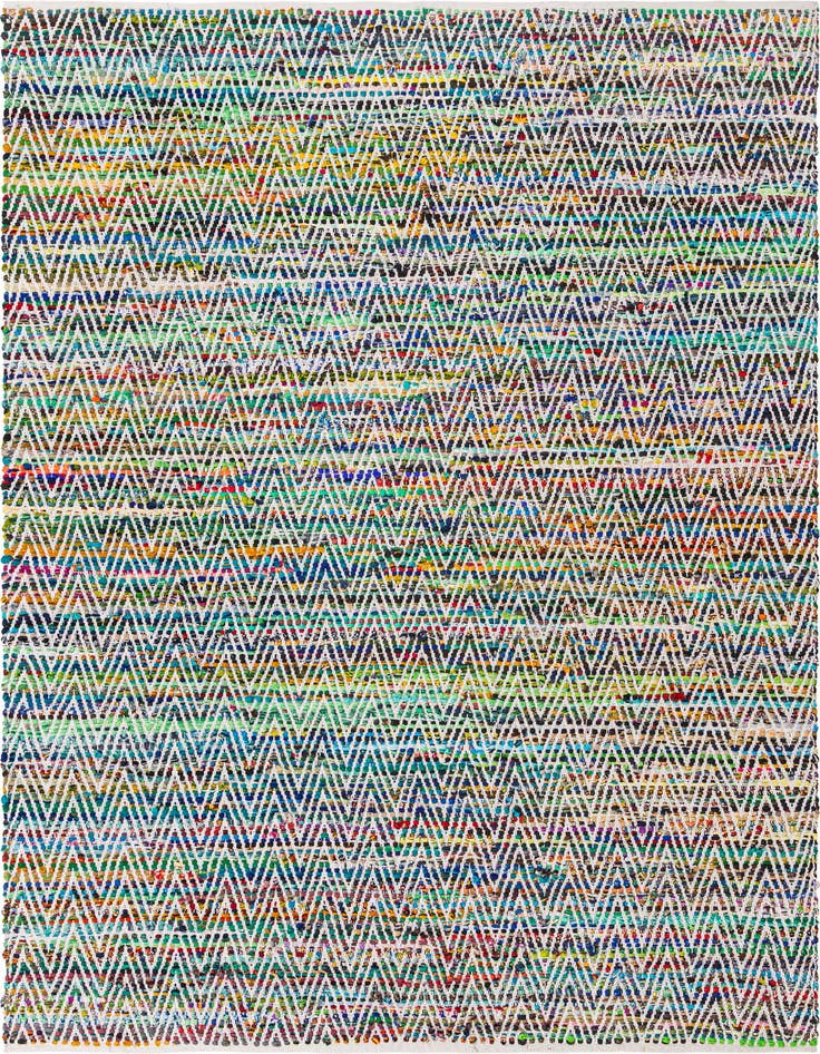 Detail image of 7' 1 x 10' Hand Woven Chindi Chevron Rug