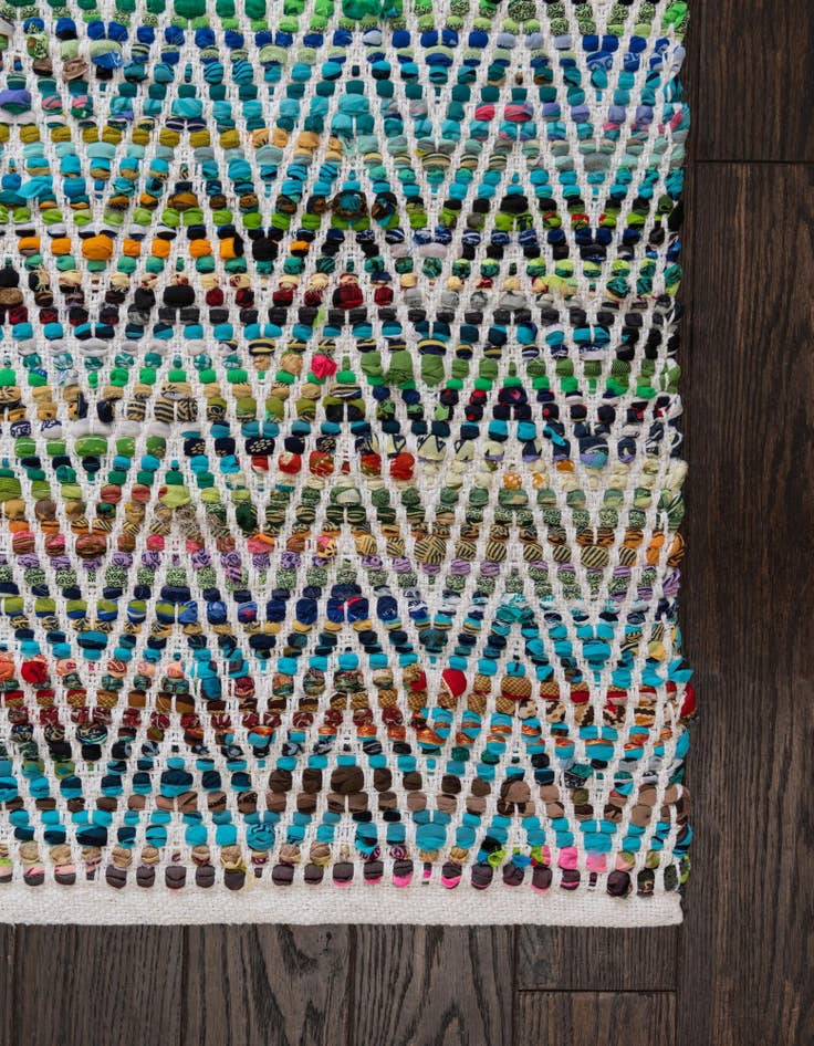 Detail image of 10' x 14' 1  Hand Woven Chindi Chevron Rug