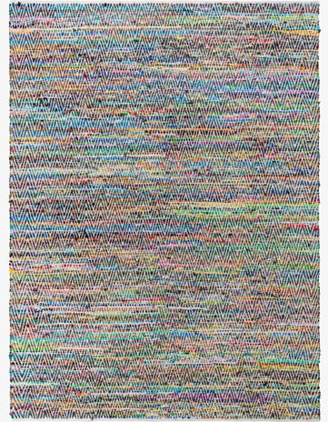 Green Hand Woven Chindi Chevron Rug