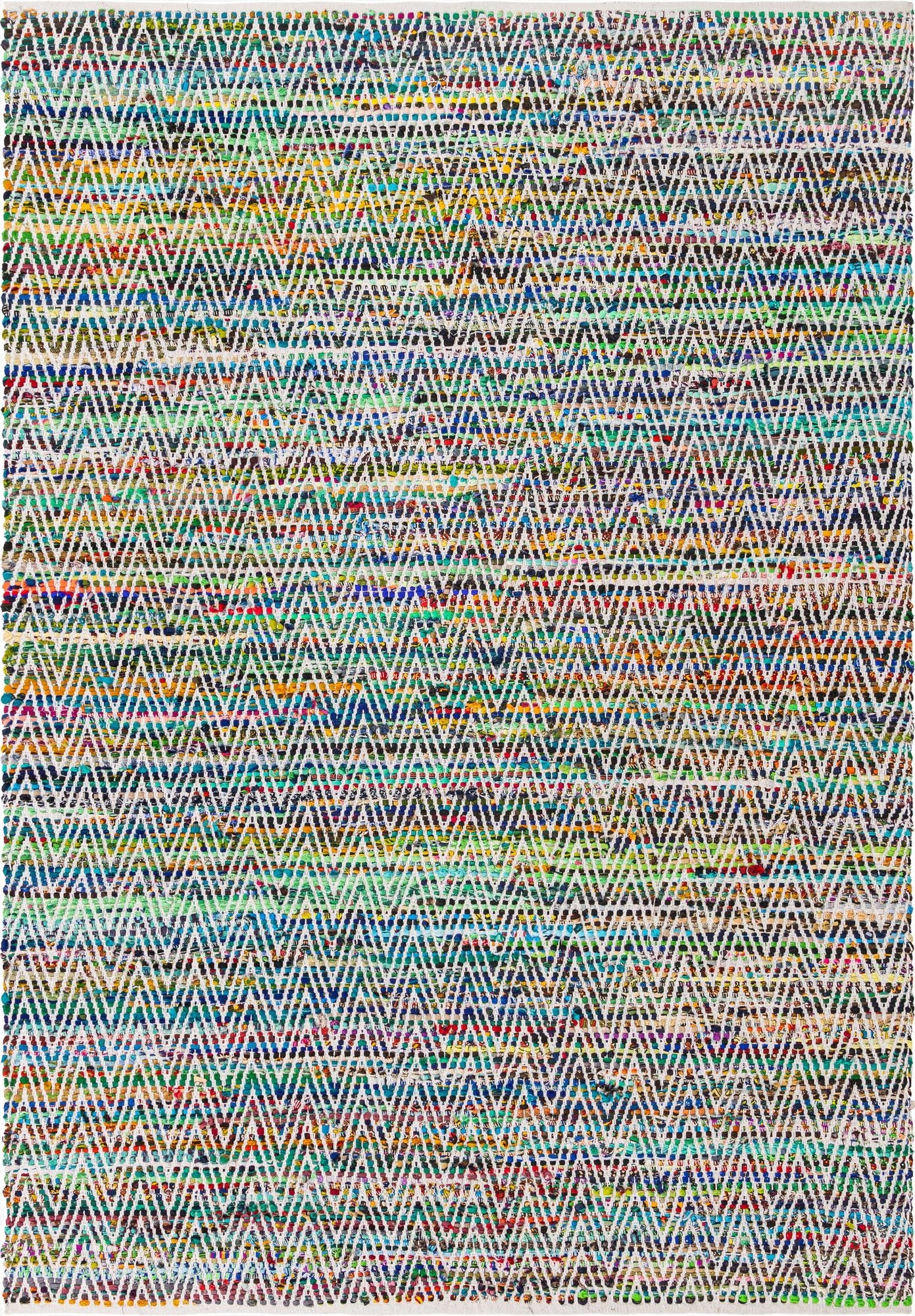 7' 1 x 10'  Hand Woven Chindi Chevron Rug