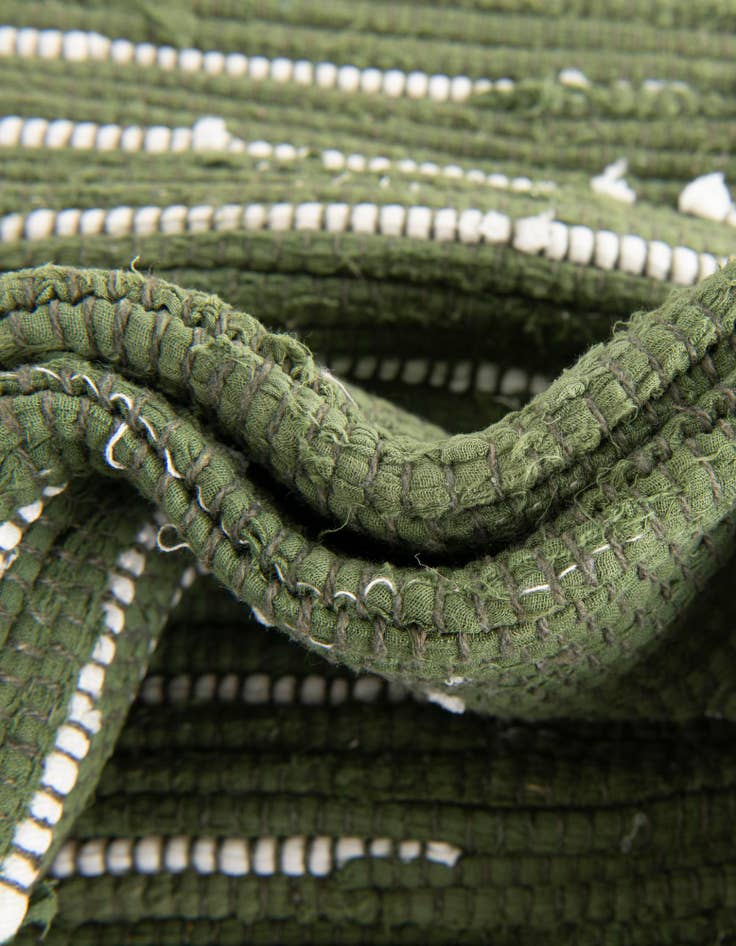 Detail image of Custom Green Hand Woven Chindi Cotton Rug