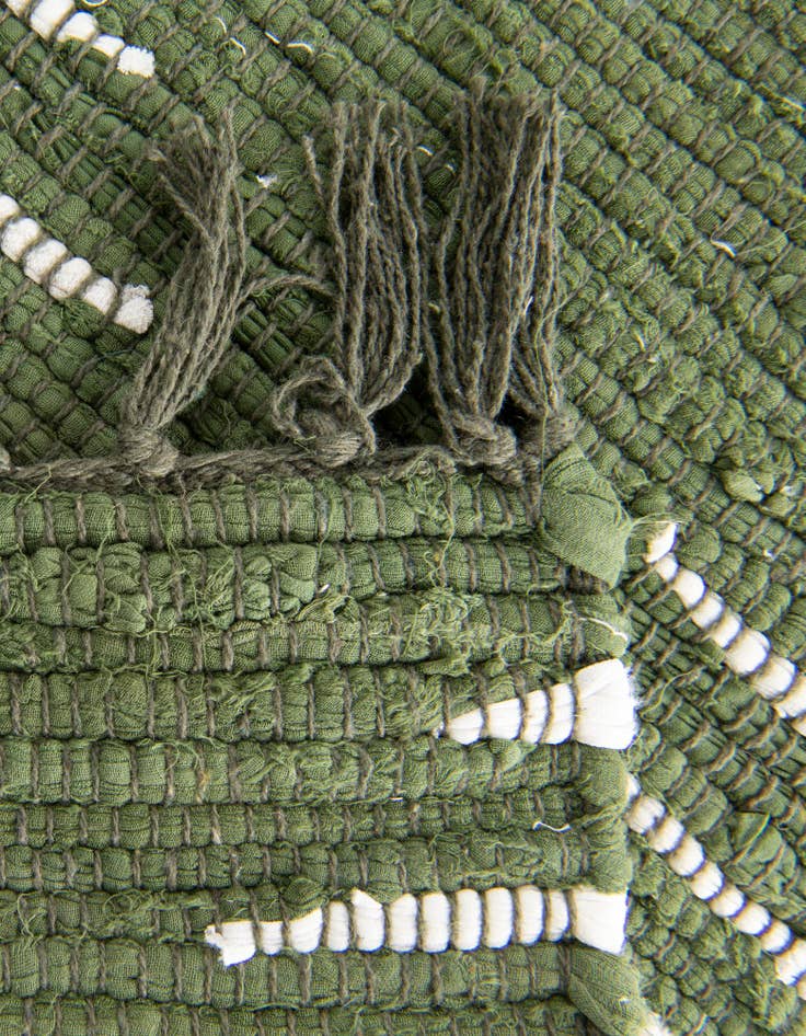 Detail image of Custom Green Hand Woven Chindi Cotton Rug