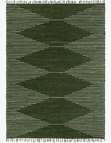 Green Hand Woven Chindi Cotton Rug