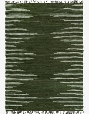 Green Hand Woven Chindi Cotton Rug