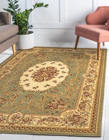 Green Classic Aubusson Rug
