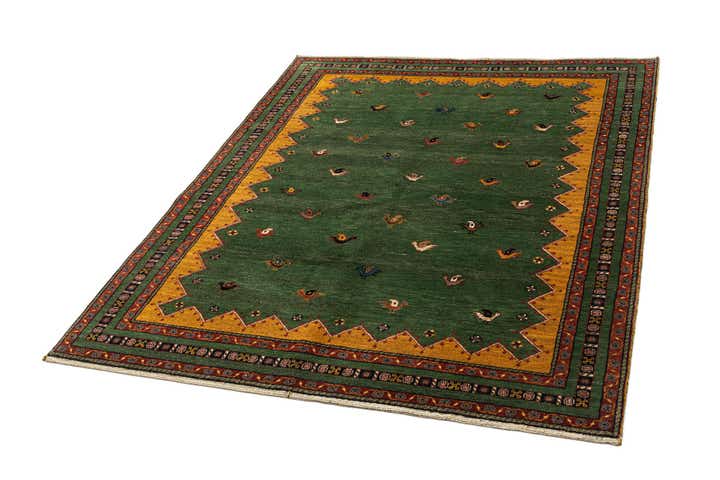 5' 2 x 6' 7 Hand Knotted Gabbeh Oriental Wool Rug