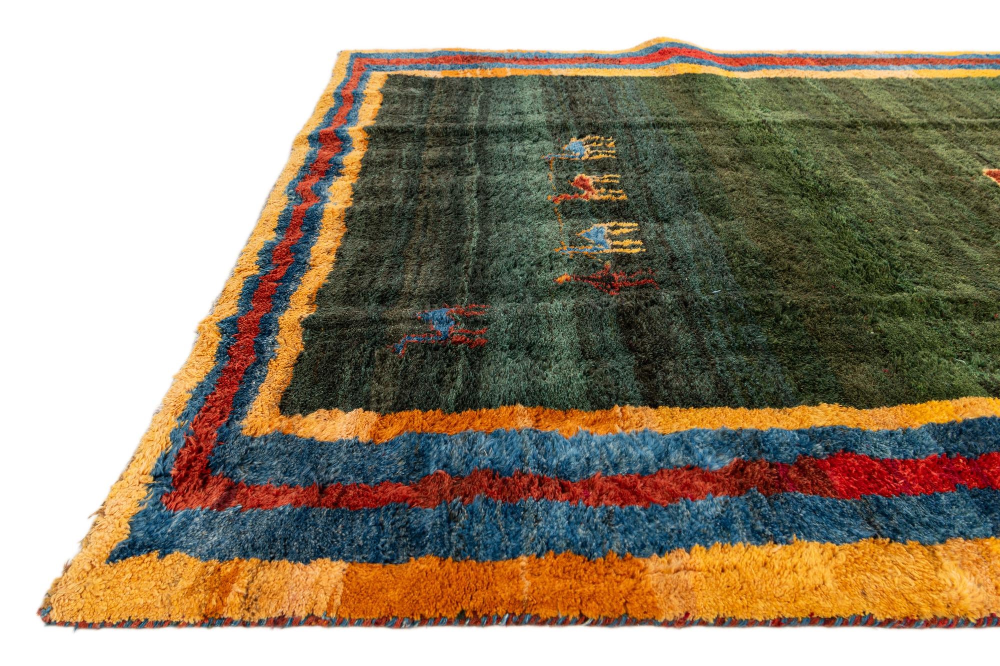 6' 9 x 9' 8 Hand Knotted Gabbeh Wool Rug