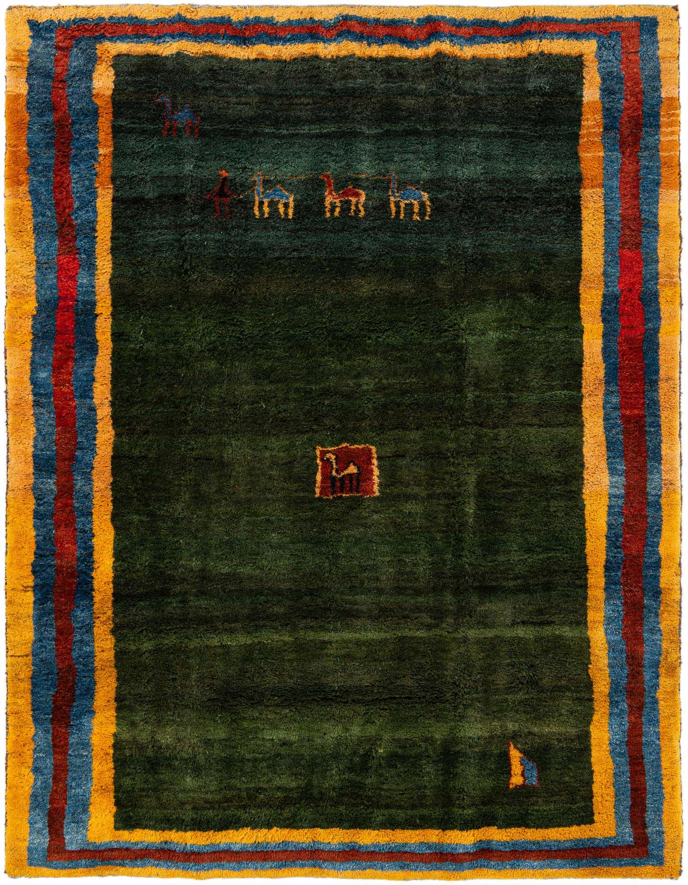 6' 9 x 9' 8 Hand Knotted Gabbeh Wool Rug