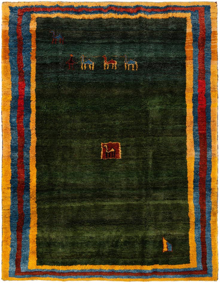 Detail image of 6' 9 x 9' 8 Hand Knotted Gabbeh Wool Rug
