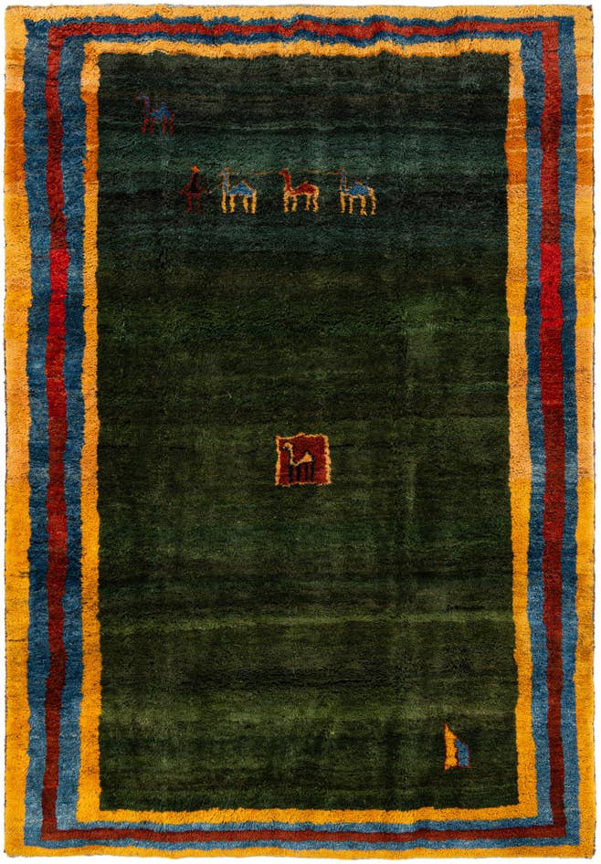 Detail image of 6' 9 x 9' 8 Hand Knotted Gabbeh Wool Rug