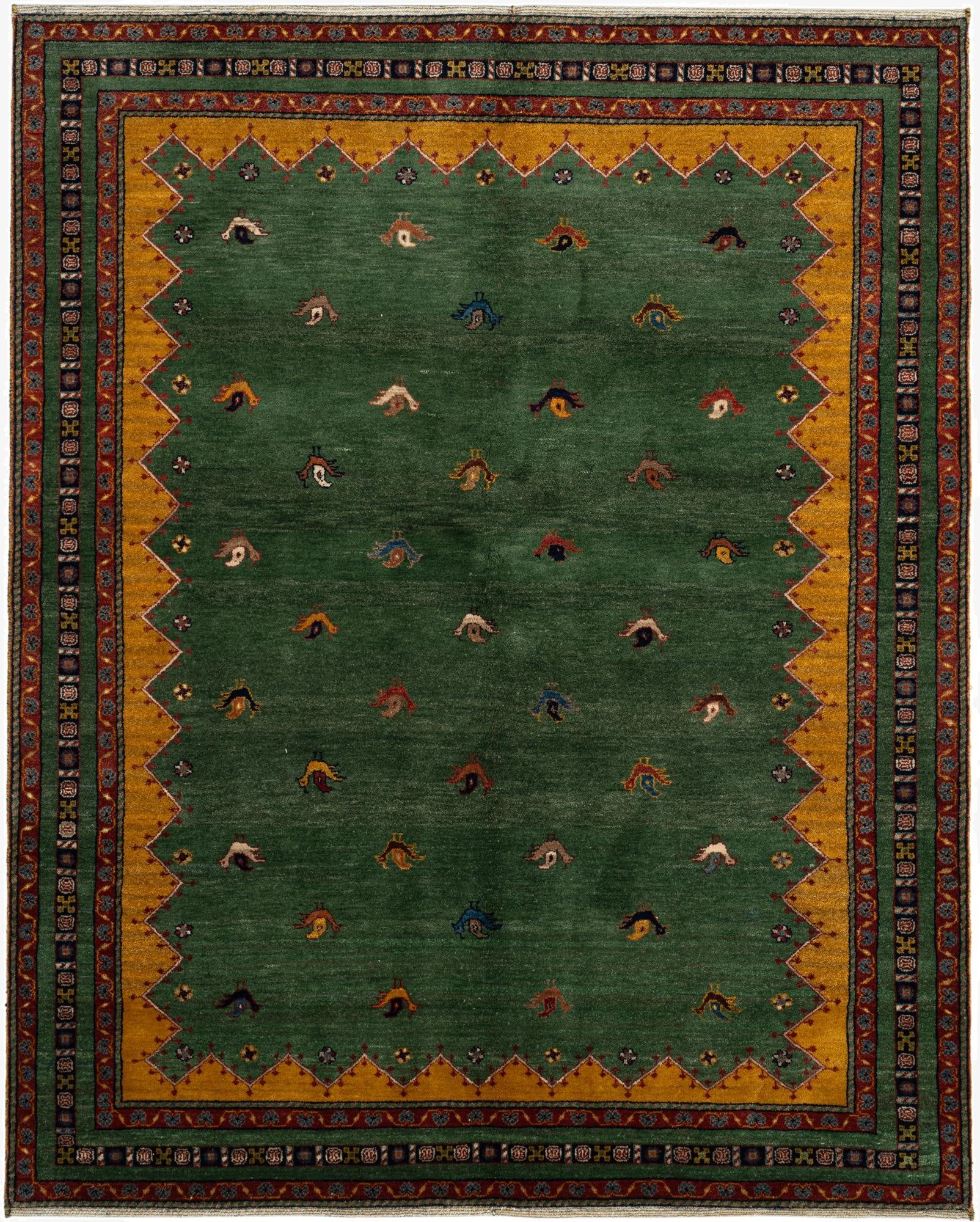 5' 2 x 6' 7  Hand Knotted Gabbeh Oriental Wool Rug
