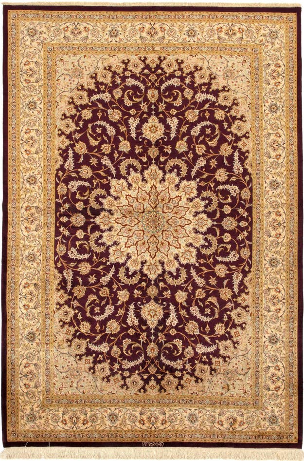 Detail image of 5' 1 x 7' 7 Ghom Silk Rug